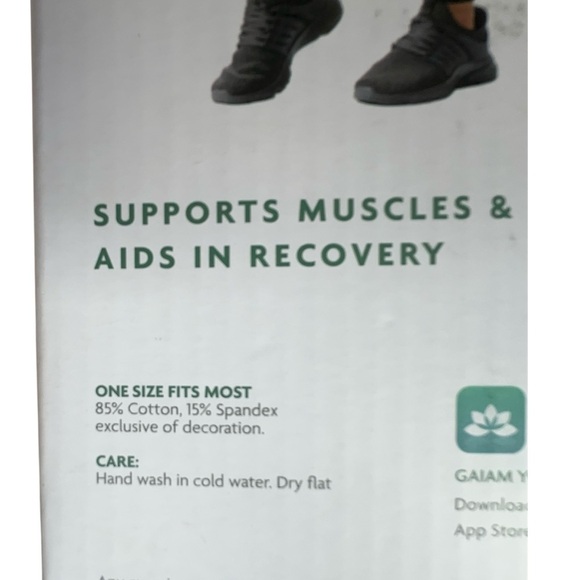 NWT | GAIAM THIGH-HIGH COMPRESSION LEG SLEEVES BLACK COTTON & SPANDEX - Picture 6 of 6